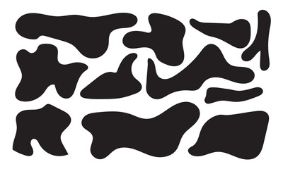 Wall Mural - Abstract fluid black blob shape vector set. Modern liquid irregular blob shape elements graphic flat style on white background in eps 10.