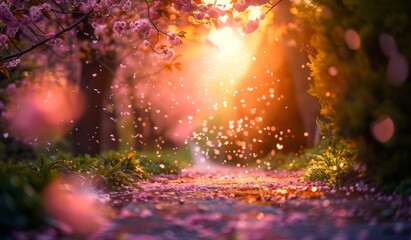Sticker - beautiful cherry blossoms in spring season, scenic view, peaceful atmosphere, aesthetic