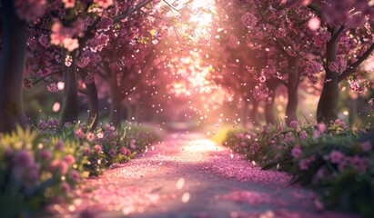 Sticker - beautiful cherry blossoms in spring season, scenic view, peaceful atmosphere, aesthetic