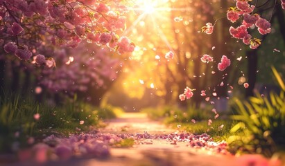 Sticker - beautiful cherry blossoms in spring season, scenic view, peaceful atmosphere, aesthetic
