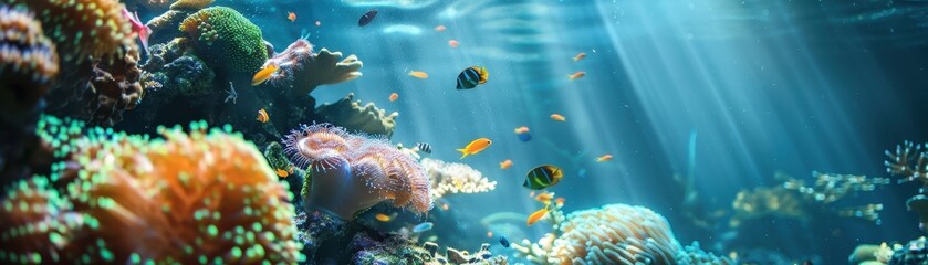 Wall Mural - Underwater Paradise: Vibrant Coral Reef with Colorful Fish