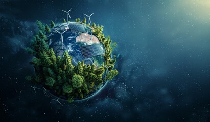 Wall Mural - miniature models of earth and eco-friendly photography of a green scenery, energy, electricity, natu