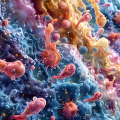 Poster - Vibrant Depiction of Skin s Diverse Microbial Community Interacting Organically