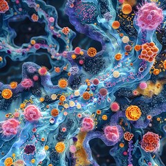 Poster - Intricate Patterns of Intestinal Microbiome   Impressionistic Pointillist Anatomical