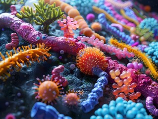 Poster - Comprehensive Depiction of the Complex Human Microbiome Ecosystem with Vibrant Color Palette