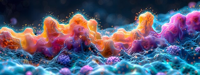 Poster - Vibrant Depiction of the Gut Microbiome Intricate Network of Intestinal Bacteria and Colorful