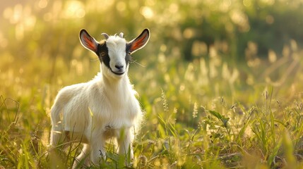 Wall Mural - goat in meadow with space for text ranching