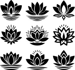 Wall Mural - Silhouette of lotus flower