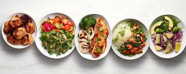 Poster - healthy dinners for the whole family a colorful assortment of fruits and vegetables, including broccoli, carrots, and tomatoes, arranged in a row from left to right