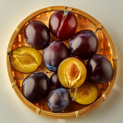 Wall Mural - damson fruits white background