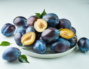 Poster - damson fruits white background