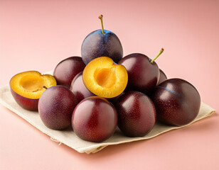 Wall Mural - damson fruits white background