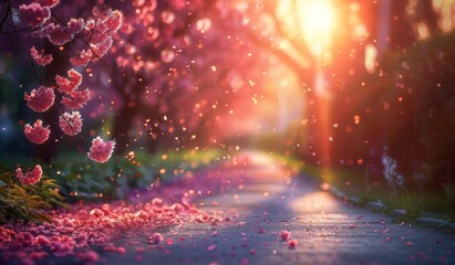 Sticker - beautiful cherry blossoms in spring season, scenic view, peaceful atmosphere, aesthetic