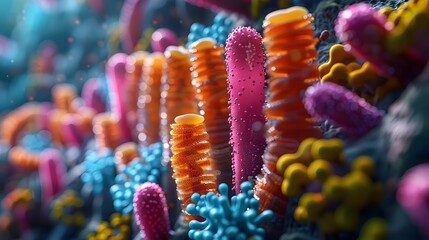 Poster - Vibrant Gut Microbiome   Intricate Network of Diverse Microbial Communities in Scientific Diagram