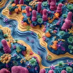 Poster - Comprehensive Mapping of the Human Microbiome  A Vibrant Microbial Landscape Illustrating Gut and