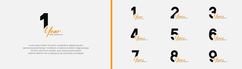 Wall Mural - anniversary logotype set. vector design black and orange color can be use for special moment
