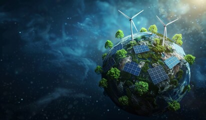 Wall Mural - miniature models of earth and eco-friendly photography of a green scenery, energy, electricity, natu