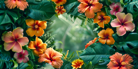 Sticker - A close up of a flower garden with many orange flowers