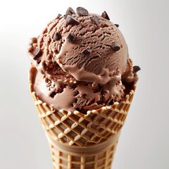 Wall Mural - an exquisite chocolate ice cream rich in chocolate goodness in a crunchy ice cream cone, the smooth texture of the ice cream is mouth watering
