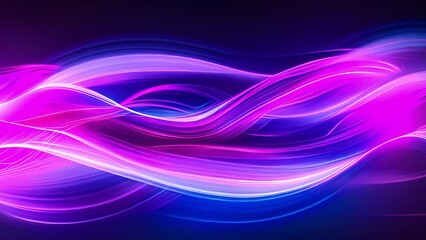 Poster - Abstract neon light waves in pink and purple tones.