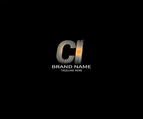 CI LETTER LOGO Design ONE BLACK BACKGROUND