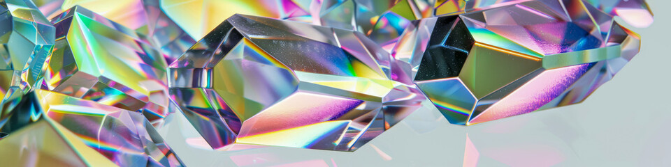 Sticker - Group of Iridescent Crystals Displaying a Spectrum of Colors