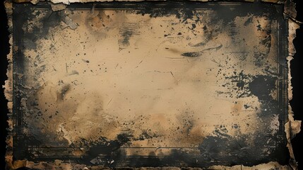 Wall Mural - aged weathered paper with vintage texture and black vignette frame moldy blank sheet for horror background overlay