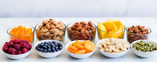 Wall Mural - healthy snacks in bowls on a transparent background, including a white bowl, a small white bowl, and an orange carrot