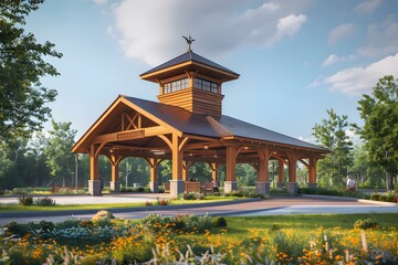 Canvas Print - Wooden pavilion in the park