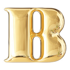 Poster - Gold Bubble 3D Font Letter B uppercase