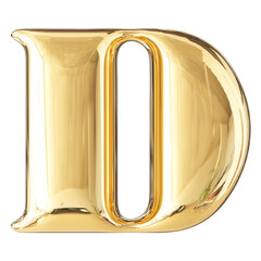 Poster - Gold Bubble 3D Font Letter D uppercase