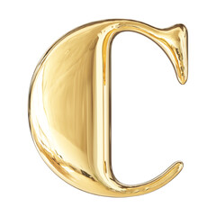 Poster - Gold Bubble 3D Font Letter C uppercase