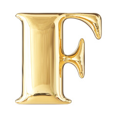 Poster - Gold Bubble 3D Font Letter F uppercase