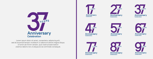 Wall Mural - anniversary logotype set. vector design purple color for celebration event