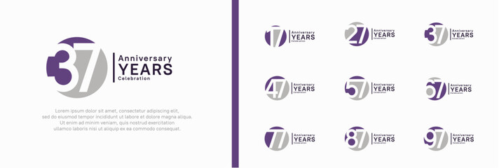 Wall Mural - anniversary logotype set. vector design purple and gray color can be use for celebration moment