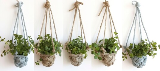 Sticker - Artisan macrame plant hangers for enhancing spaces with lush greenery, adding natural elegance