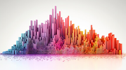 Aufkleber - Visually striking cityscape with warm hues, digital effects, and abstract urban skyline