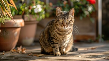 Wall Mural - Close-up Photo of American Bobtail Cat with Short Coat