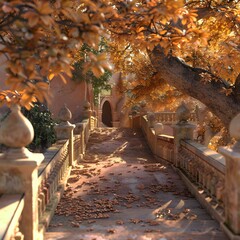 Wall Mural - The path through the autumn park