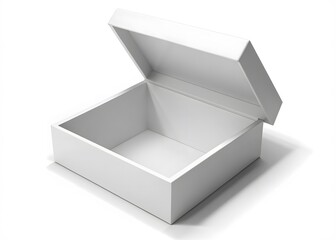 3d rendering of an open white cardboard box isolated on a white background.
