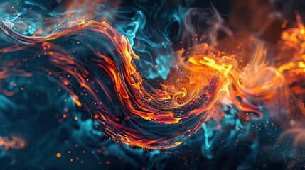 Wall Mural - I imagine a fiery and dynamic background with swirling flames, featuring a vibrant red and orange color palette