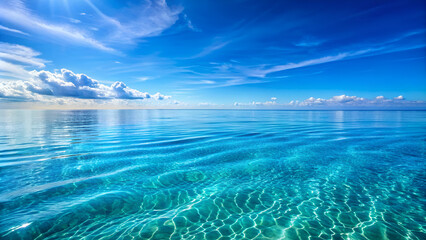 Tranquil blue sea with clear sky and serene pattern, perfect for peaceful designs.