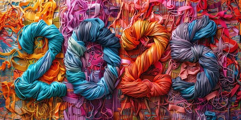 Vibrant Tapestry: 2025 in Spiraling Threads of Colorful Yarn and Fabric