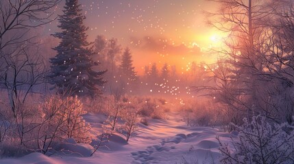 Wall Mural - Winter sunrise