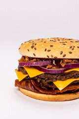 BBQ Beef Burger on white background 