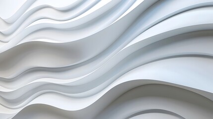 Abstract white wave background with three-dimensional relief, modern and stylish design for wallpaper or wall decoration