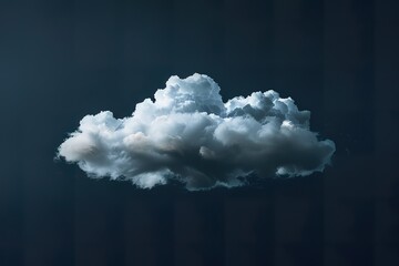 Wall Mural - a single puffy cloud on studio shoot, black background, simple composition