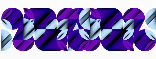 Poster - Circle, square and flower petal geometric background. Round shapes composition for wallpaper, banner, background or landing
