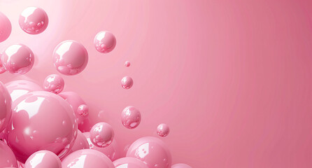 Wall Mural - Abstract background with pink spheres, minimalistic 3D rendering of abstract shapes in pastel colors.