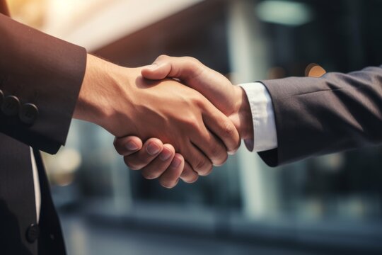 Business handshake between two male professionals in suits